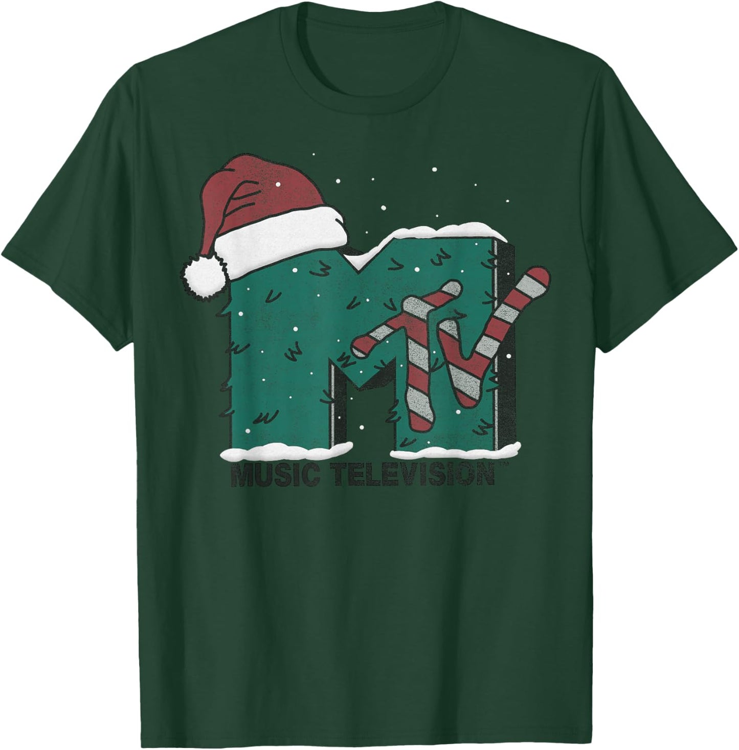 MTV Music Television Candy Cane Christmas T-Shirt - T-Shirt | Forest