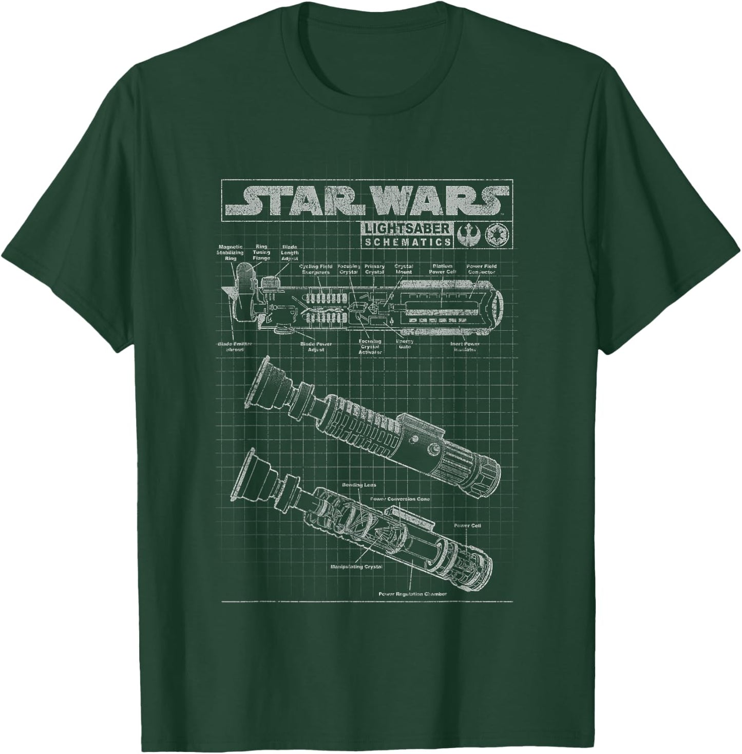 Star Wars Lightsaber Schematic Diagram Graphic T-Shirt - T-Shirt | Forest