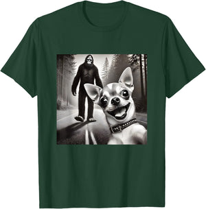 Chihuahua Selfie with Sasquatch Forest T-Shirt - T-Shirt | Forest