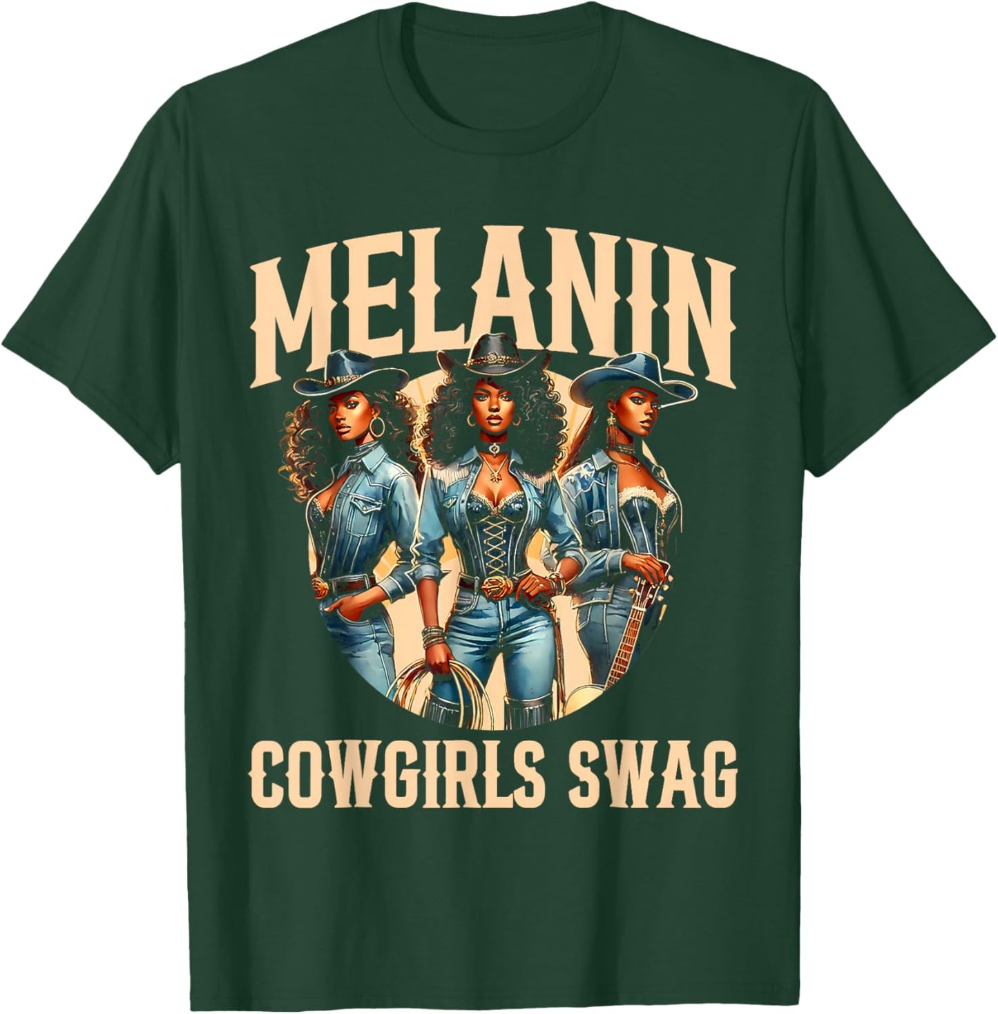Cowgirl African Melanin Cow Girl Outfit T-Shirt - T-Shirt | Forest