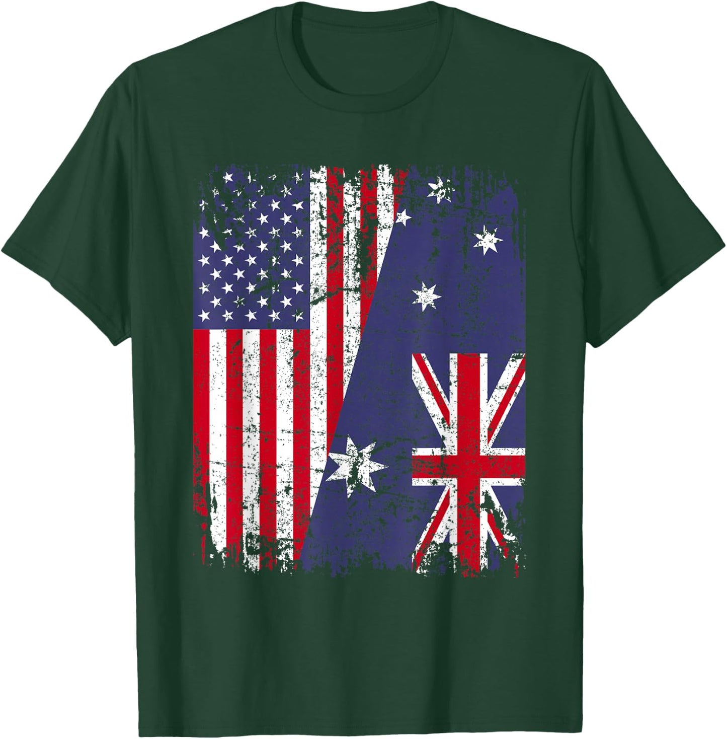 Australian Roots | Half American Flag Australia T-Shirt - T-Shirt | Forest