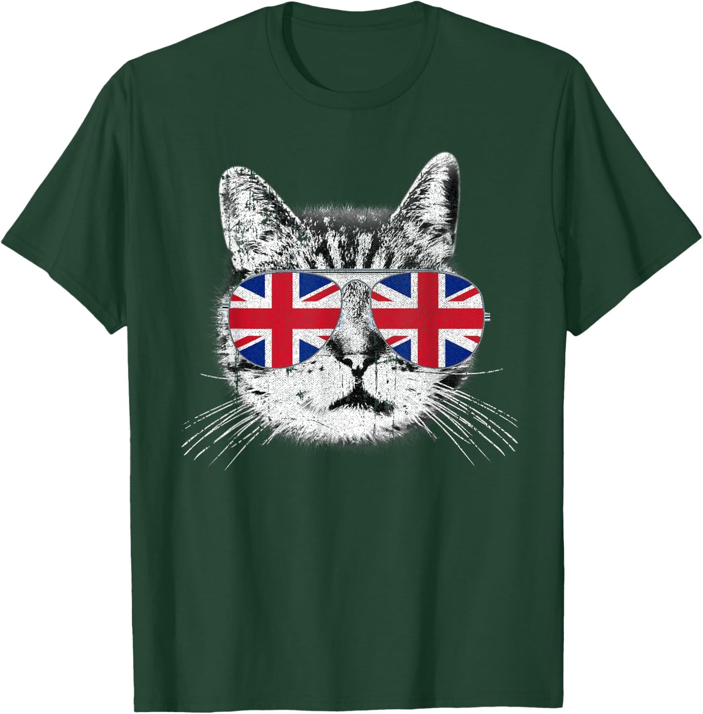 UK Union Jack Flag English England Cat Lover Pride British Men Women Kids T-Shirt - T-Shirt | Forest