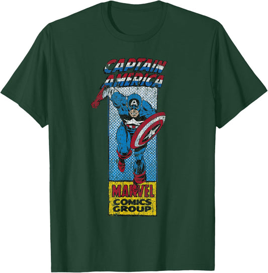 Marvel Captain America Avengers Retro Comic Strip T-Shirt - T-Shirt | Forest