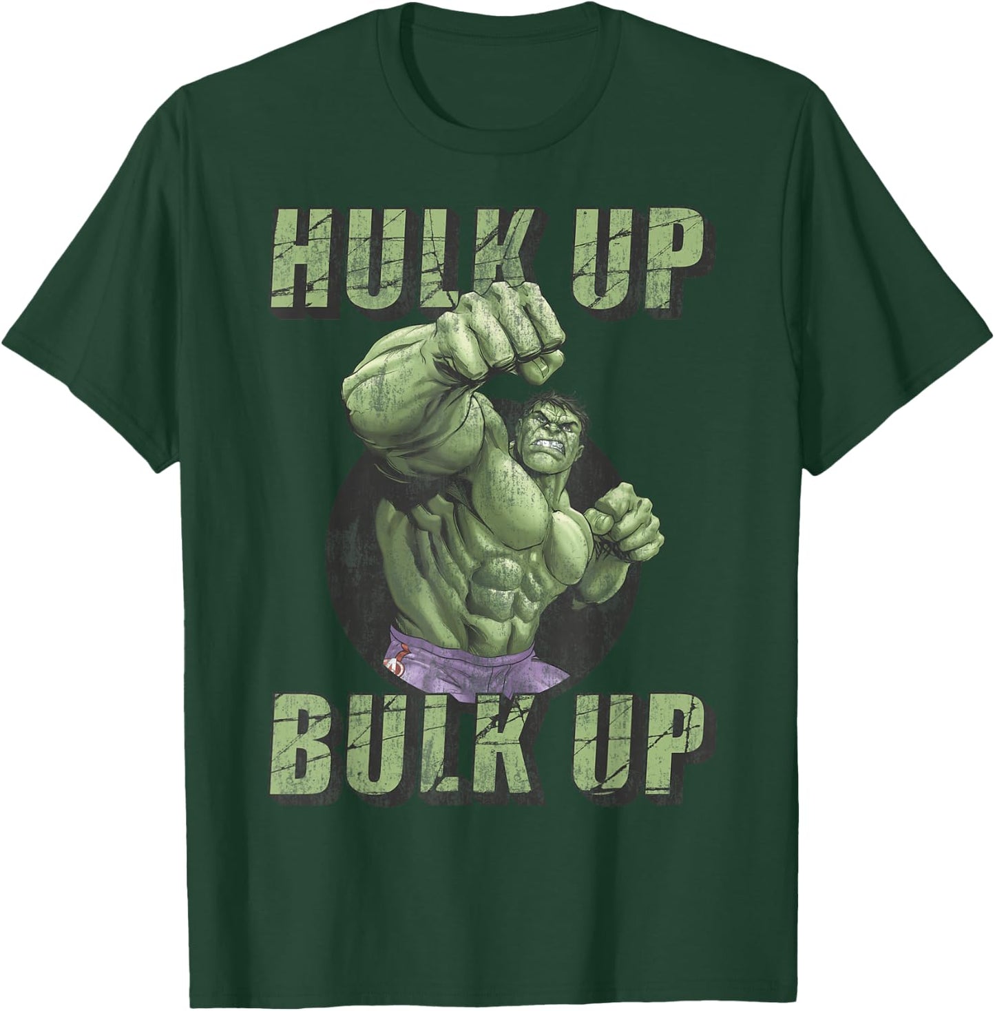 Marvel The Incredible Hulk Tough Hulk Up Bulk Up Badge T-Shirt - T-Shirt | Forest