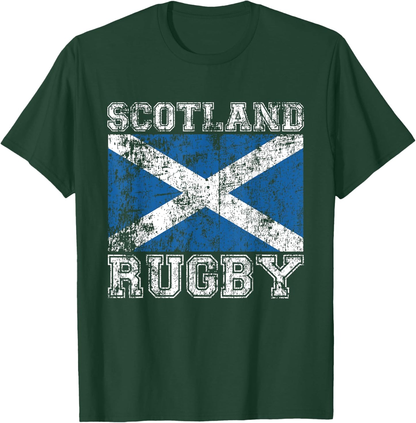 Scotland Rugby - Vintage Style Saltire Scottish Flag T-Shirt - T-Shirt | Forest