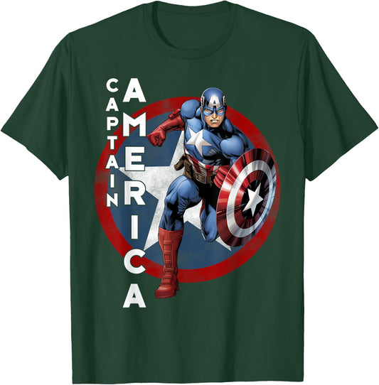 Marvel Avengers Vintage Captain America Avengers Icon Small T-Shirt - T-Shirt | Forest