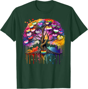 Tree Heart Dripping LGBT Gay Lesbian Bisexual Trans Pride T-Shirt - T-Shirt | Forest