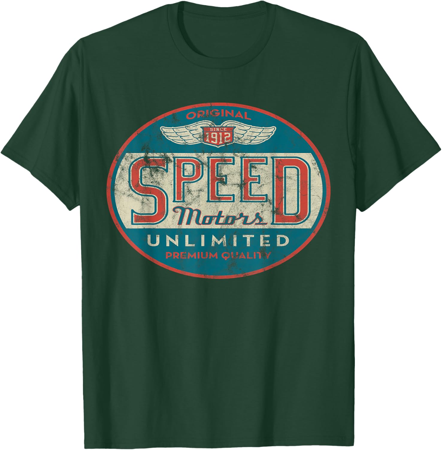 Vintage Speed Motor (Distressed Shirts Women & Men) T-Shirt - T-Shirt | Forest