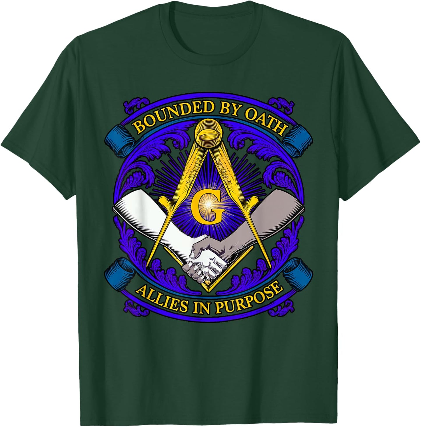 Masonic symbol with "Allies in Purpose" oath, freemason S&C T-Shirt - T-Shirt | Forest