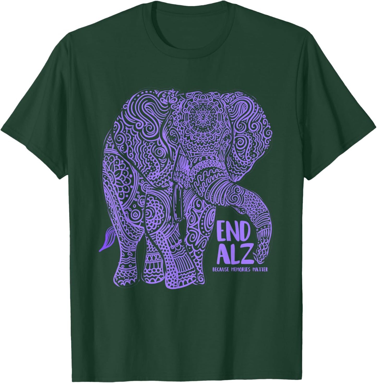 Purple Elephant Alzheimer Awareness Apparel & Gifts, END ALZ Small T-Shirt - T-Shirt | Forest
