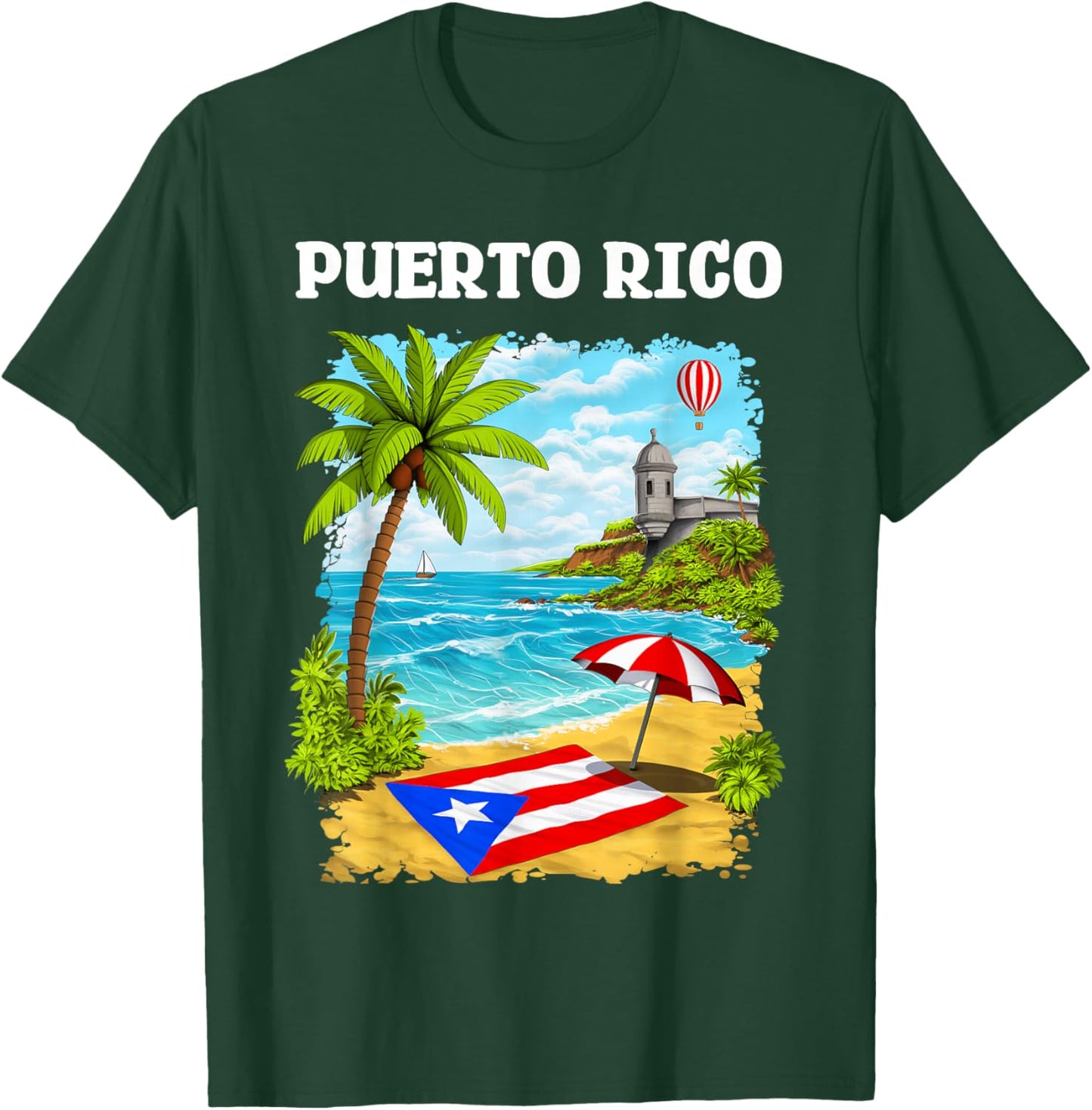 Puerto Rico Boricua Heritage Proud Puerto Rican Flag T-Shirt - T-Shirt | Forest