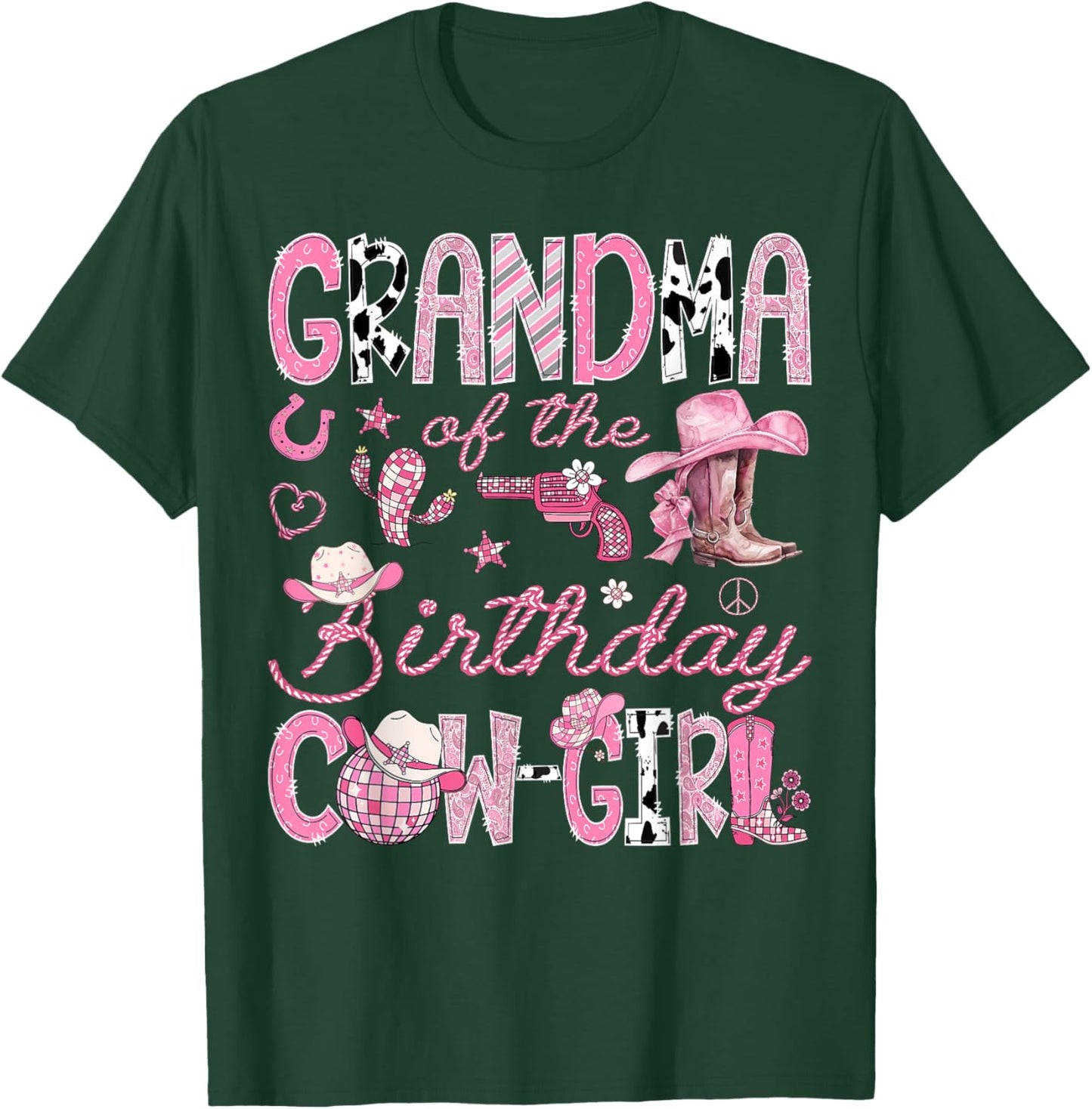 Grandma of The Birthday Cow-Girl Rodeo Western Coquette T-Shirt - T-Shirt | Forest