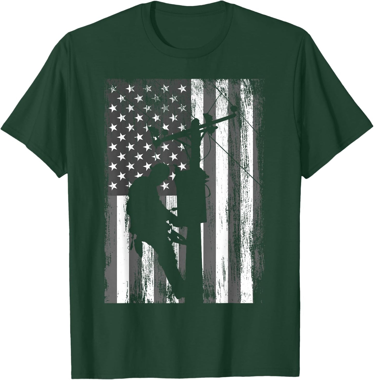 American Lineman Flag T-Shirt - T-Shirt | Forest