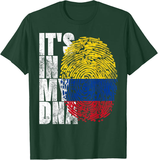 It's In My DNA Colombian Gifts Proud Hispanic Colombia Flag T-Shirt - T-Shirt | Forest