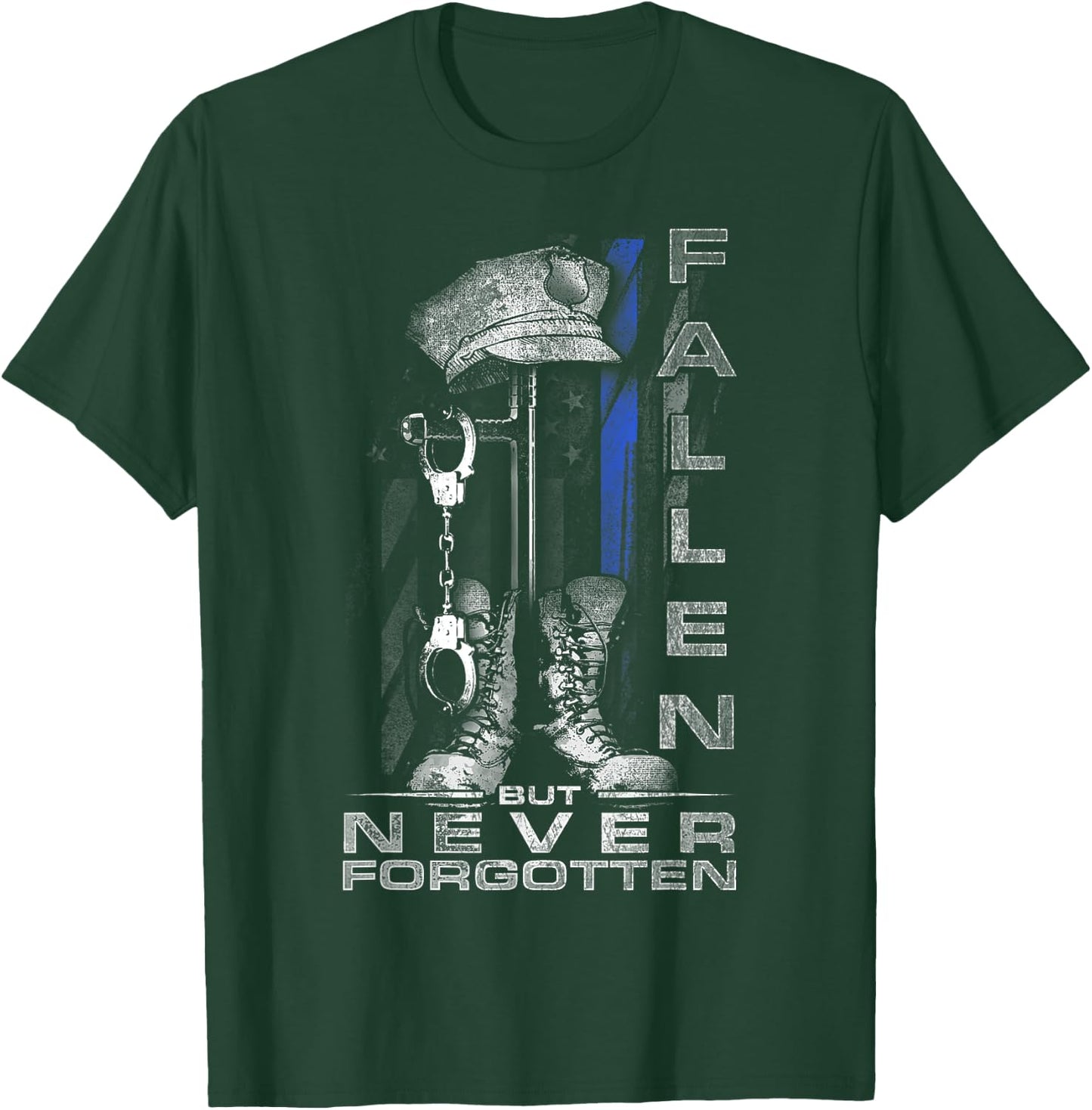 Thin Blue Line - Fallen But Never Forgotten T-Shirt - T-Shirt | Forest