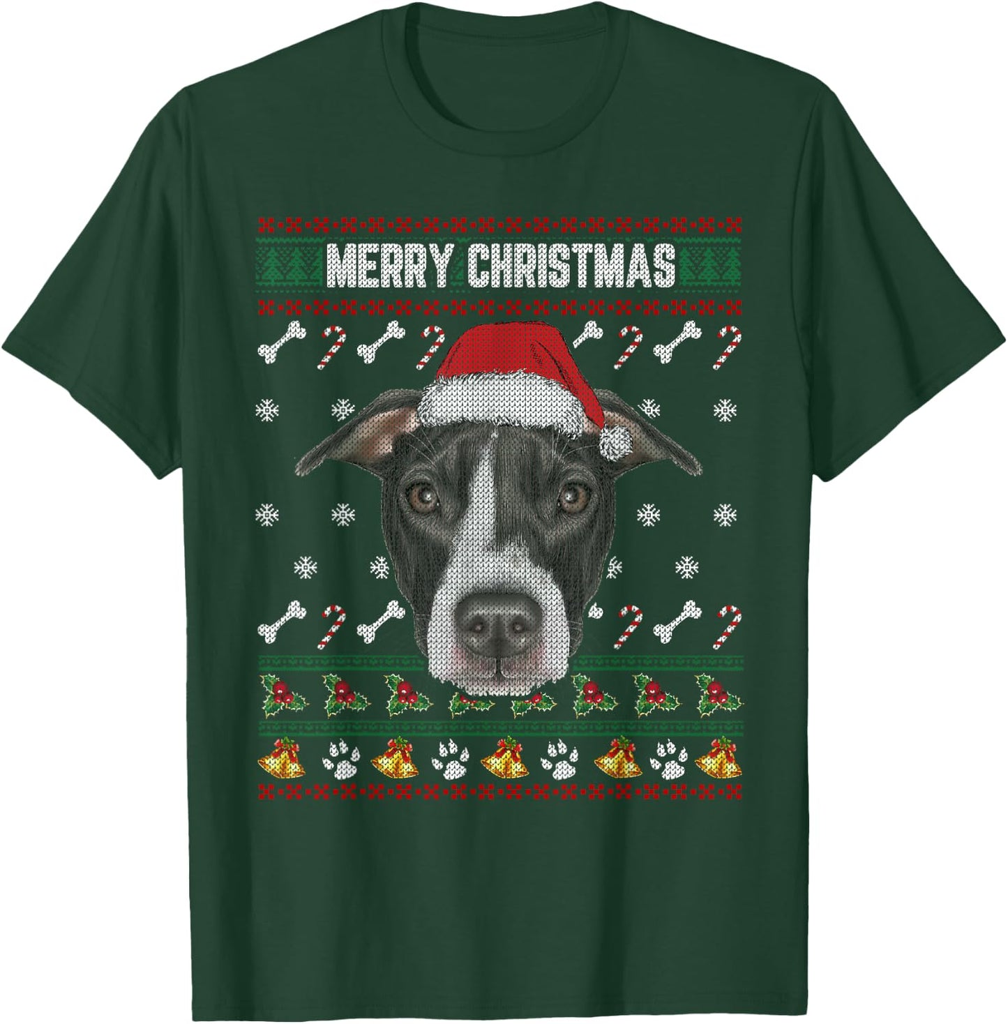 Merry Christmas T Shirt Pit Bull Lovers Ugly Xmas Sweater T-Shirt - T-Shirt | Forest