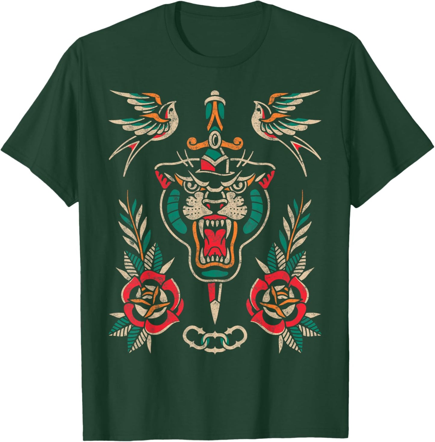 Vintage American Traditional Old School Tattoos Ink Artist T-Shirt - T-Shirt | Forest