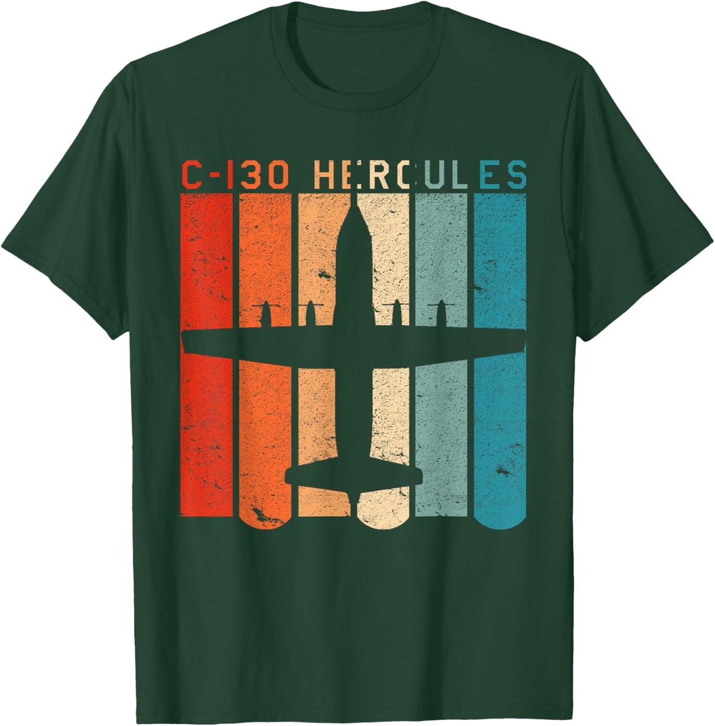 C-130 Hercules Aeroplane Retro Vintage Style Aviation Design T-Shirt - T-Shirt | Forest