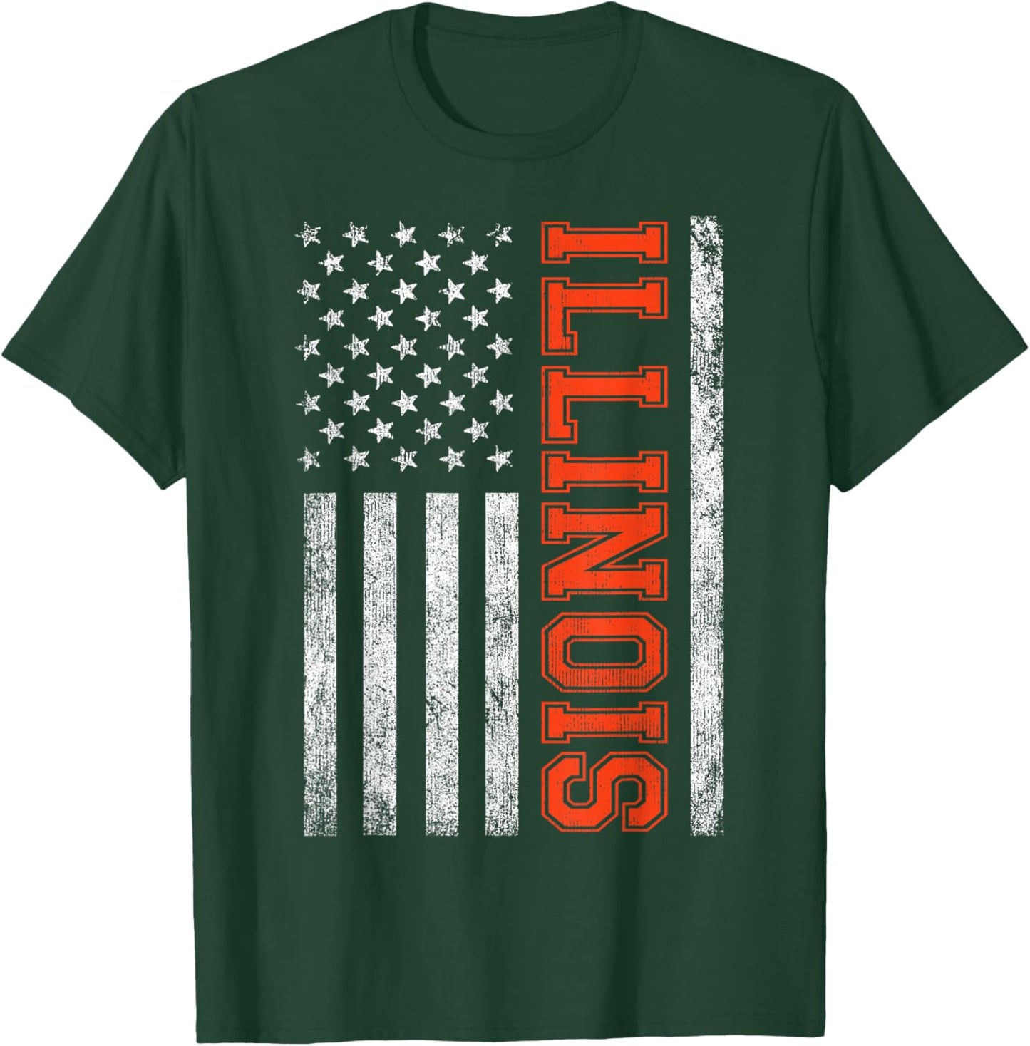 Retro Illinois Vintage Illinois Orange Blue Throwback IL T-Shirt - T-Shirt | Forest