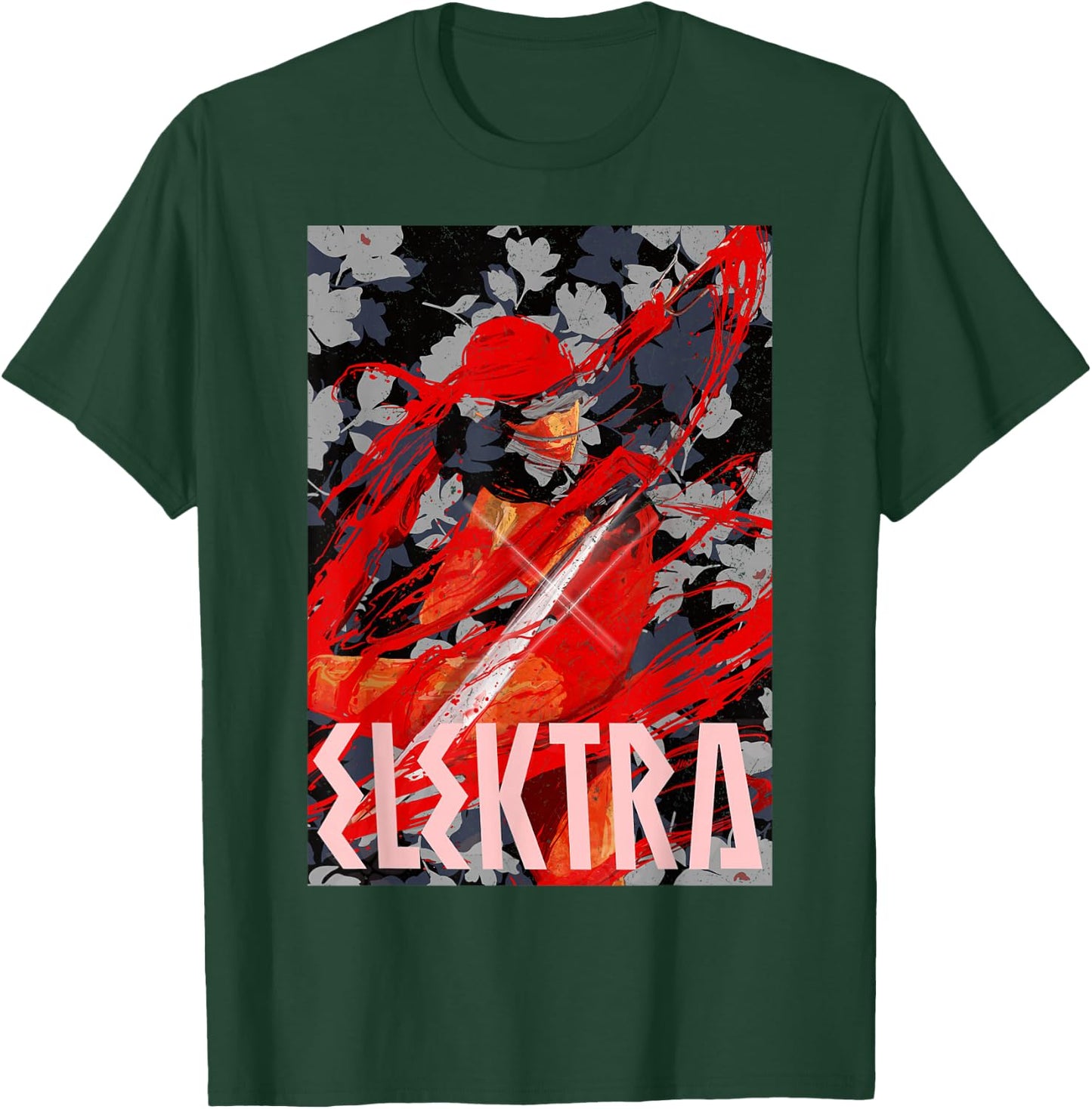 Marvel Elektra The Secret Floral Assassin Graphic T-Shirt - T-Shirt | Forest