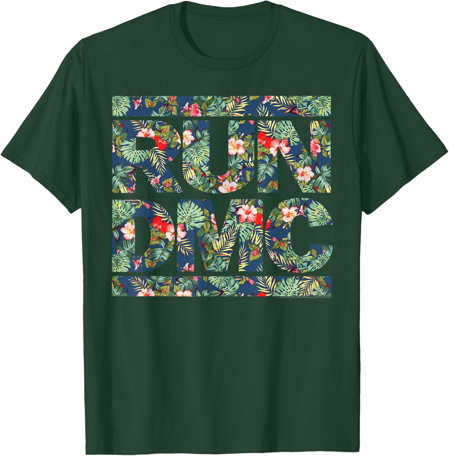 Run DMC Official Floral Blue Logo T-Shirt - T-Shirt | Forest