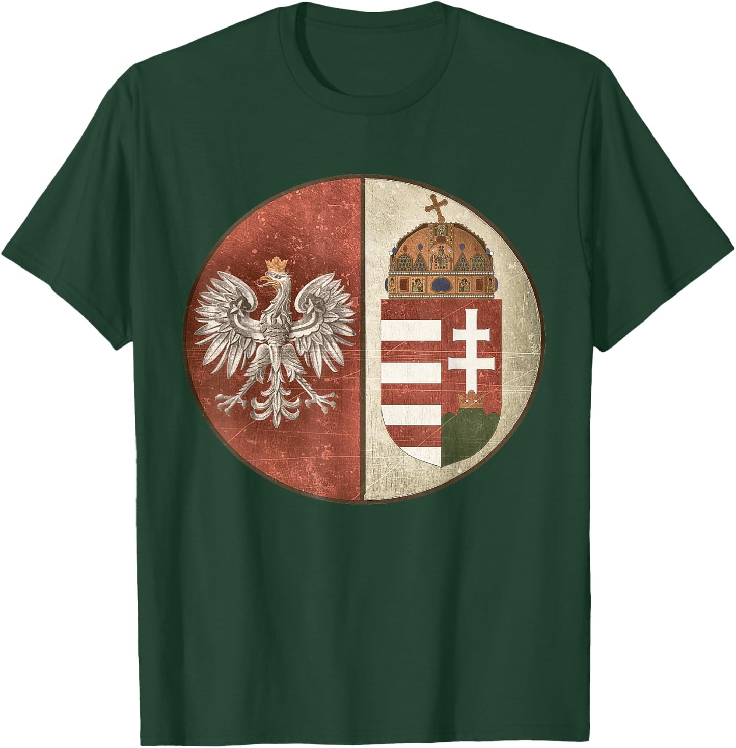 Poland Hungary Heritage Vintage-look Polska Hungarian T-Shirt - T-Shirt | Forest