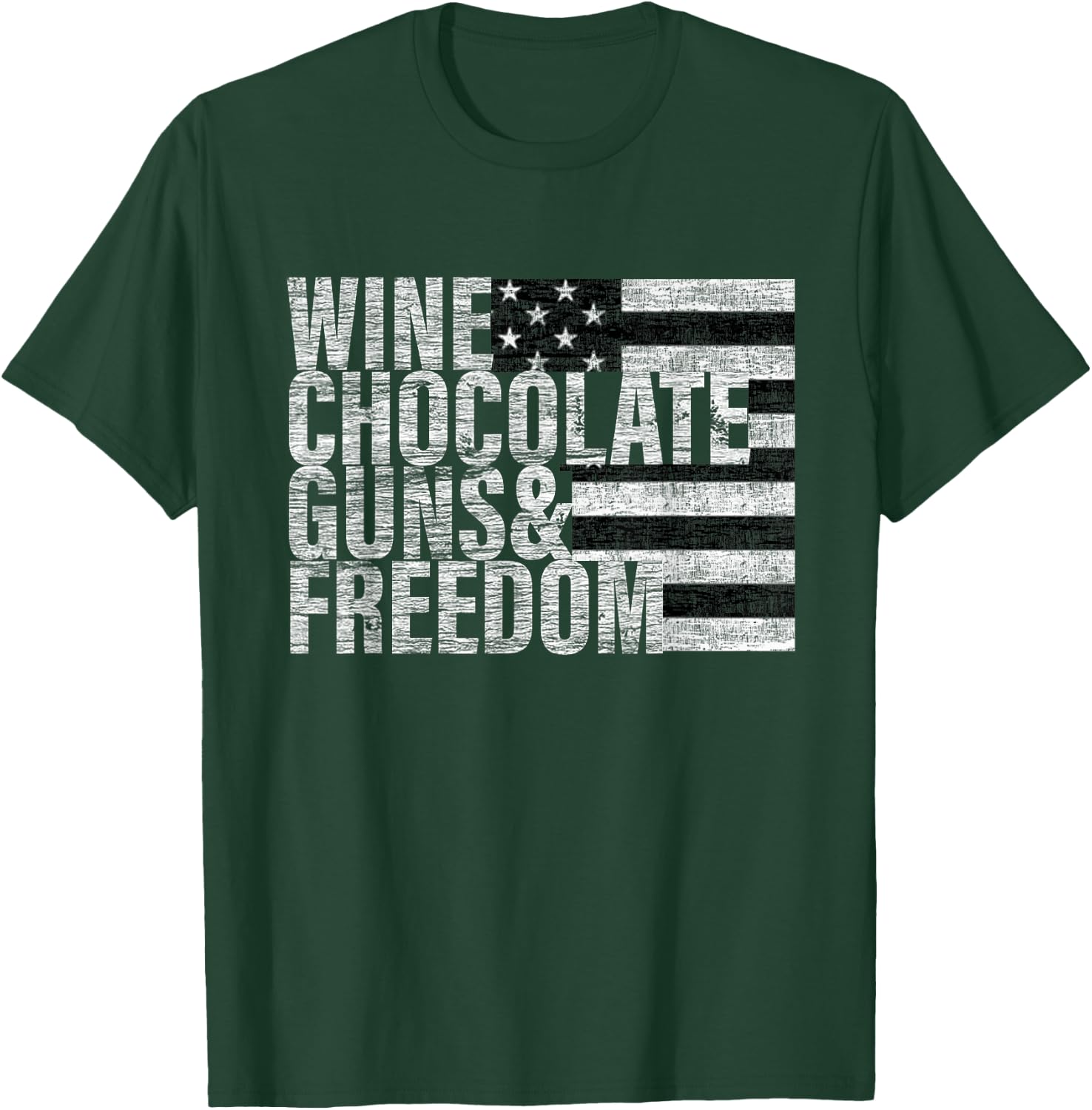 Wine Chocolate Guns & Freedom Women's Flag T-Shirt - T-Shirt | Forest
