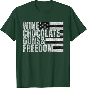 Wine Chocolate Guns & Freedom Women's Flag T-Shirt - T-Shirt | Forest