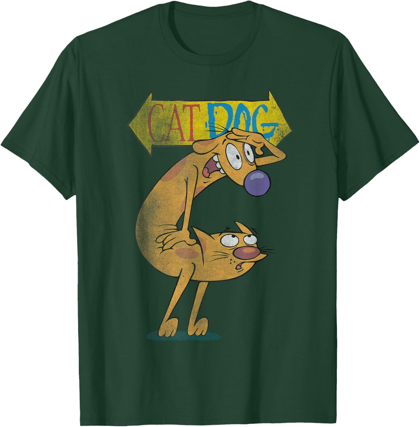 Nickelodeon Classic Nickelodeon CatDog Character Logo T Shirt, Black, Small US T-Shirt - T-Shirt | Forest