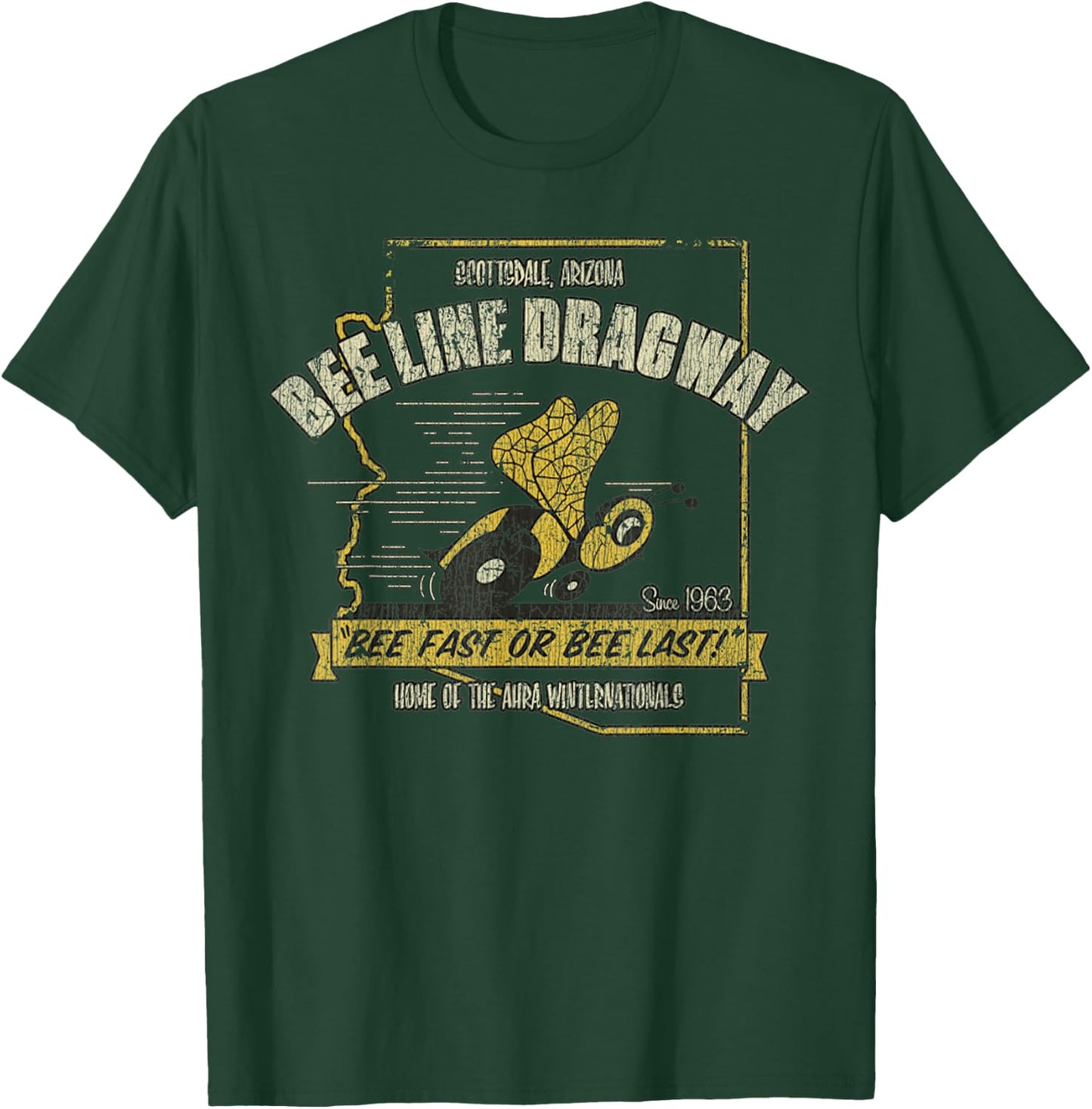 Vintage Bee Dragway Arizona Drag Racing Distressed T-Shirt - T-Shirt | Forest