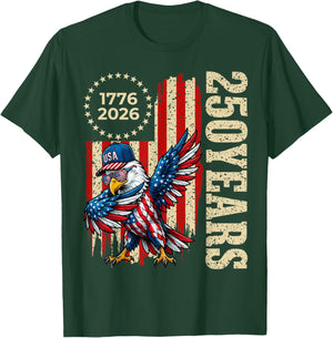 250 Years Dab Dance Vintage USA Flag 4th of July 1776 2026 T-Shirt - T-Shirt | Forest