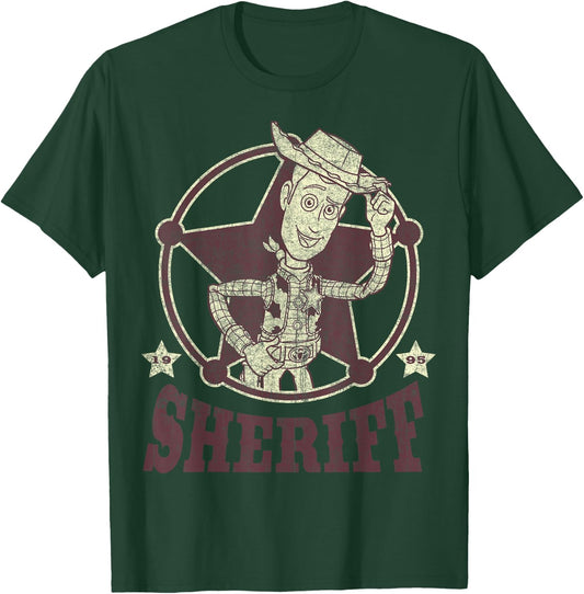 Disney Pixar Toy Story Vintage Retro Woody Sheriff Badge T-Shirt - T-Shirt | Forest