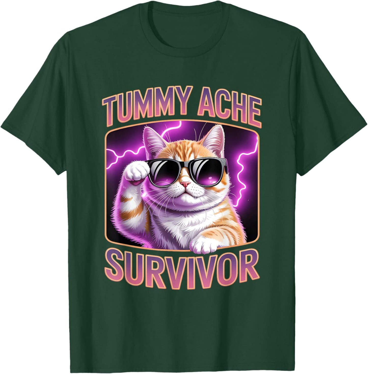 Funny Cat Meme Tummy Ache Survivor Shirt T-Shirt - T-Shirt | Forest