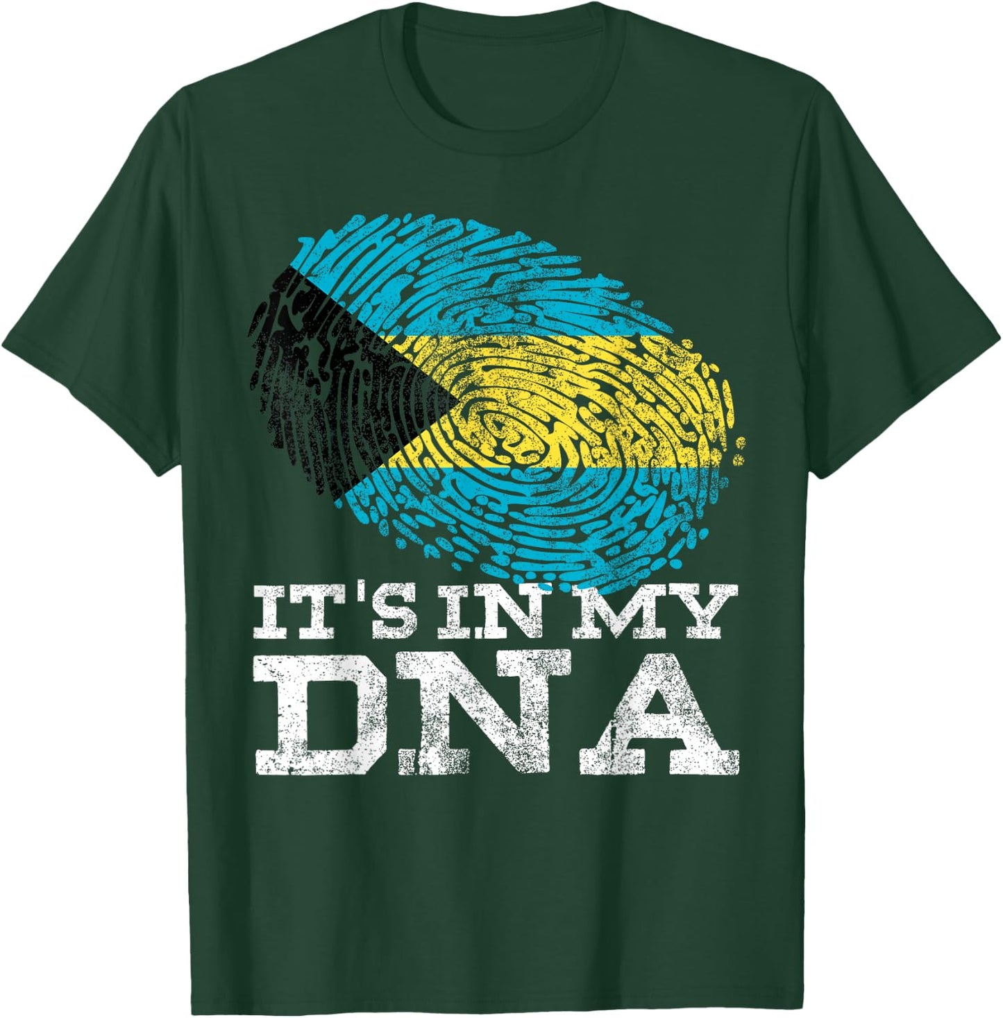 It's in My DNA Bahamian Gifts Fingerprint Proud Bahamas Flag T-Shirt - T-Shirt | Forest