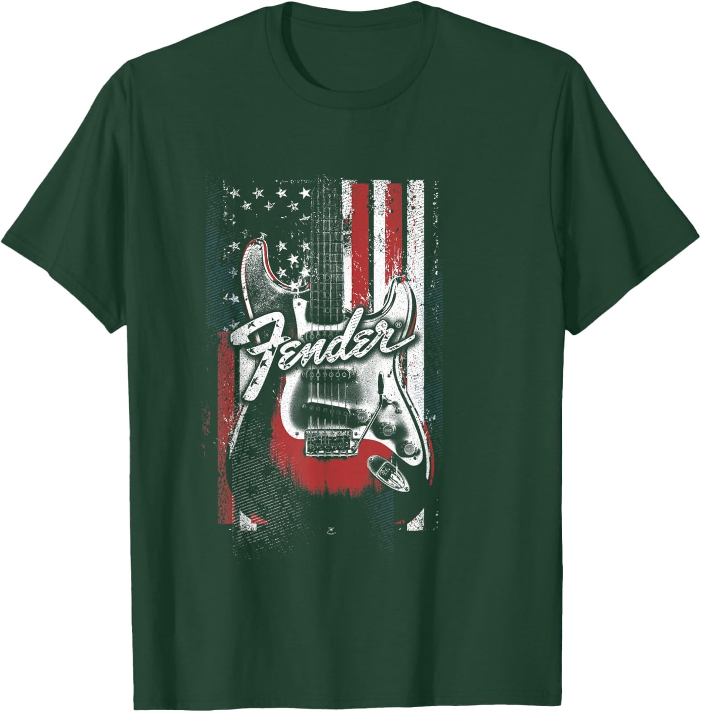 Fender 4th Of July Red White & Rock Vintage Poster T-Shirt - T-Shirt | Forest