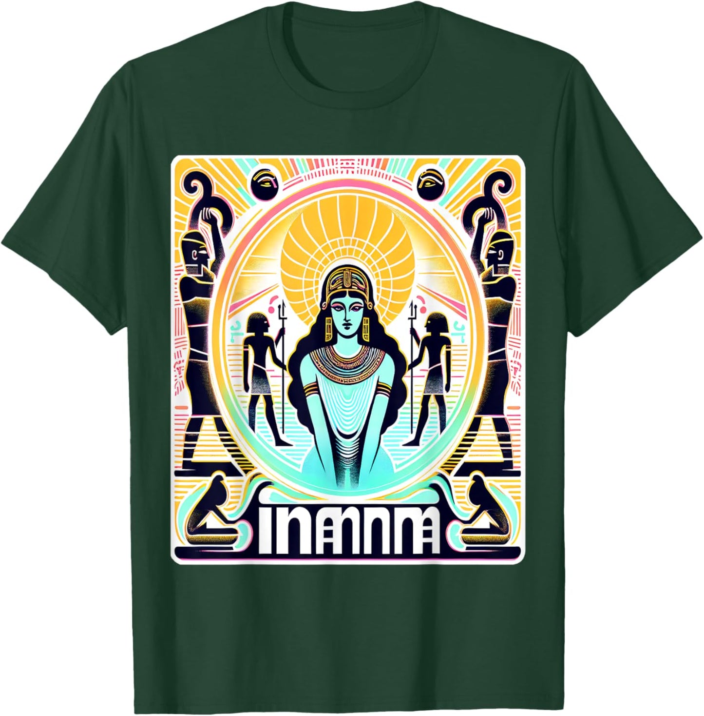 Inanna Sumerian Deity Mythology -Adults Black Small Ancient Mythology Themed Graphic Retro Unique Ancient Sumerian Mythology Theme T-Shirt - T-Shirt | Forest
