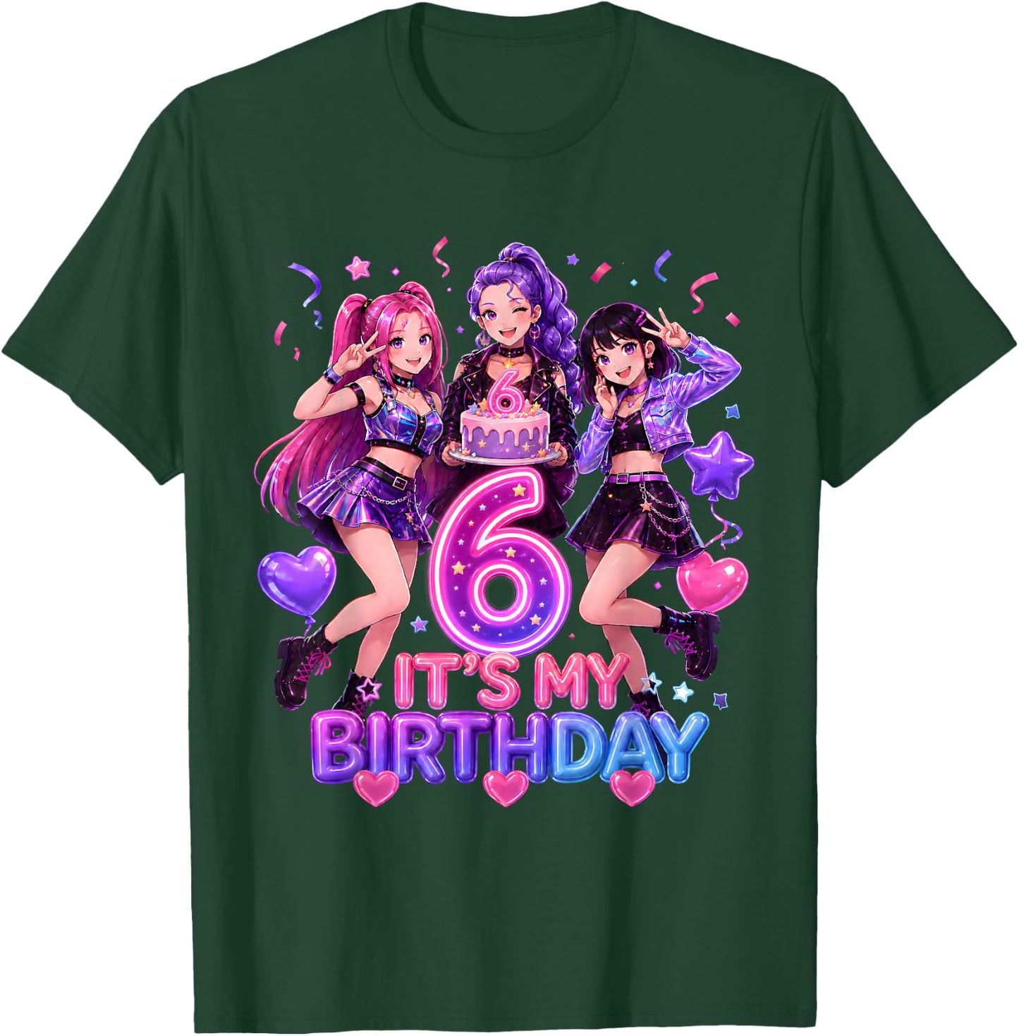 Kids It's My 6th K Pop Birthday Girl 6 Year Old K-Pop Bday T-Shirt - T-Shirt | Forest