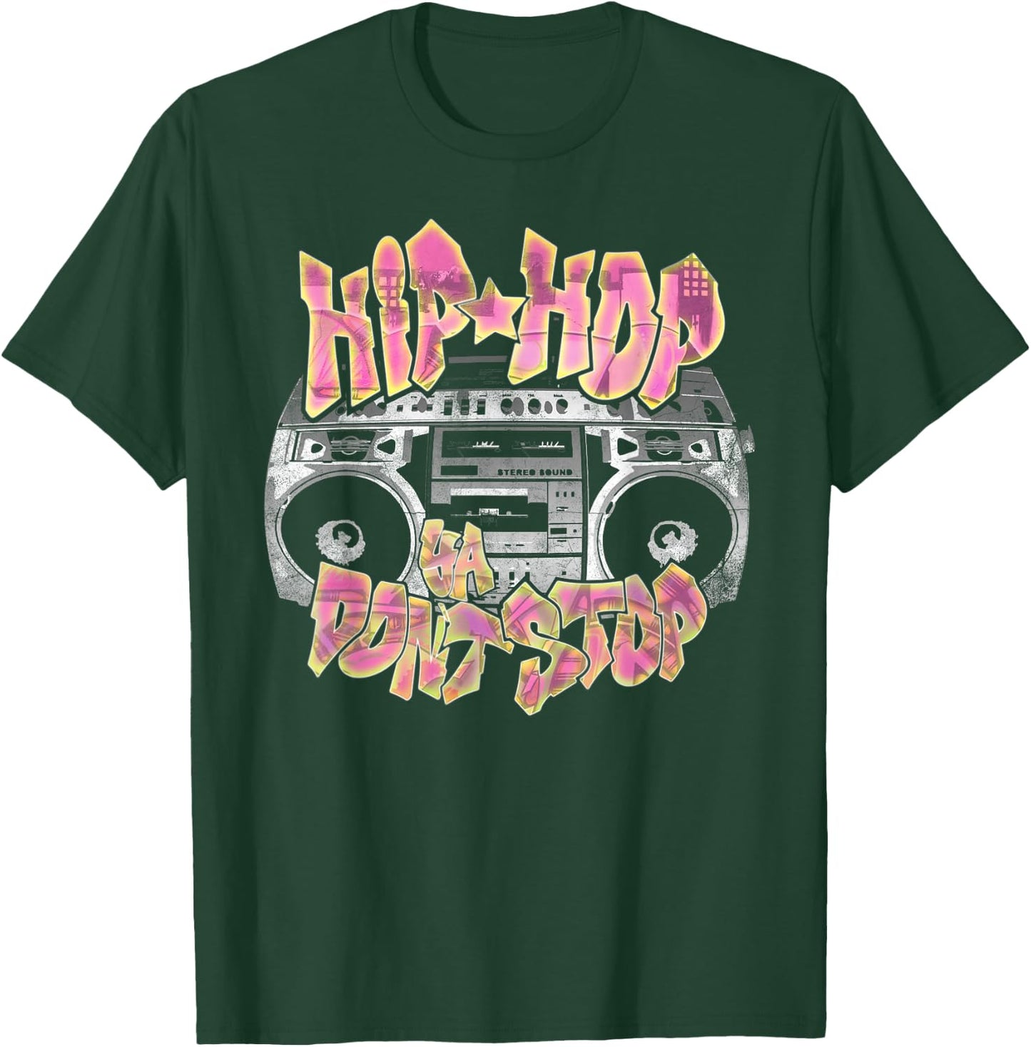 Hip Hop Ya Don't Stop - Old School 80s 90s Boombox T-Shirt - T-Shirt | Forest
