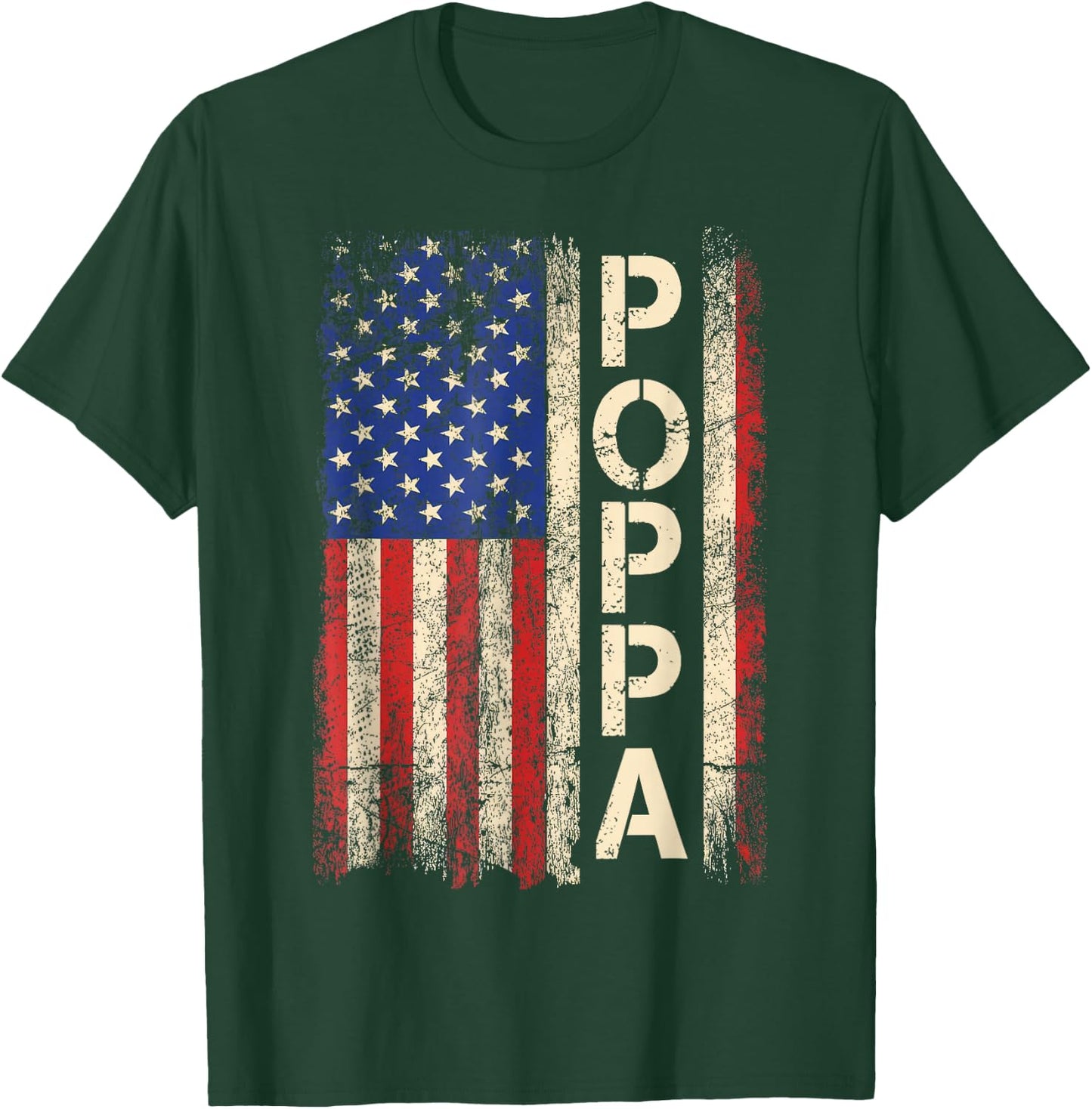 Poppa American Flag Father's Day T-Shirt - T-Shirt | Forest