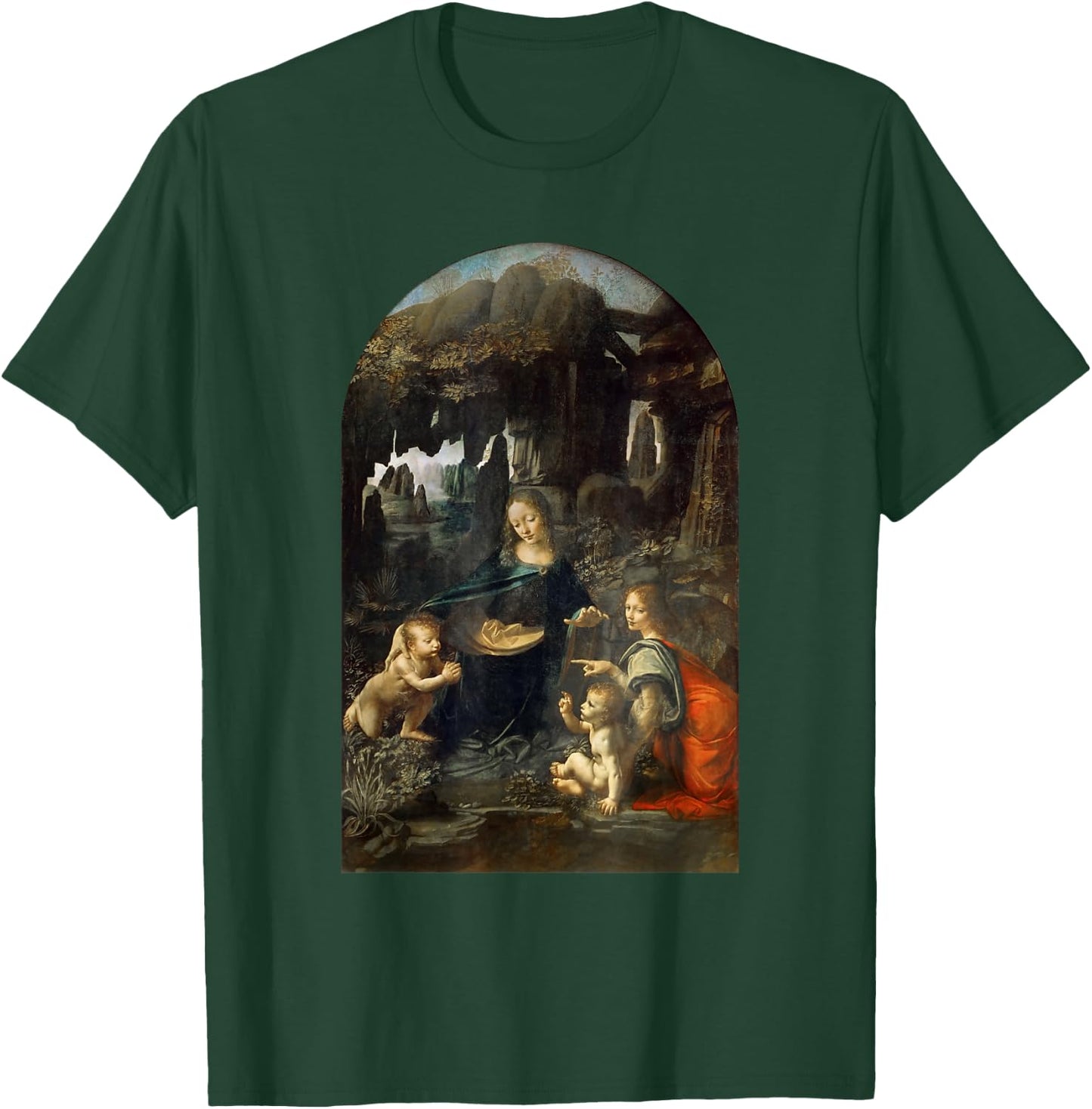 Virgin of the Rocks by Leonardo da Vinci T-Shirt - T-Shirt | Forest