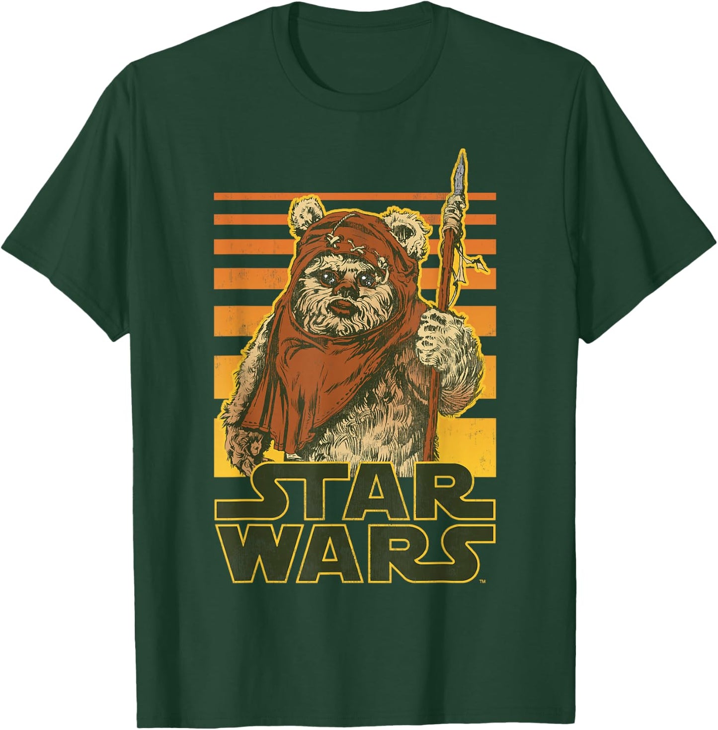 Star Wars Wicket Retro Ewok Sunset Halftone Graphic T-Shirt - T-Shirt | Forest