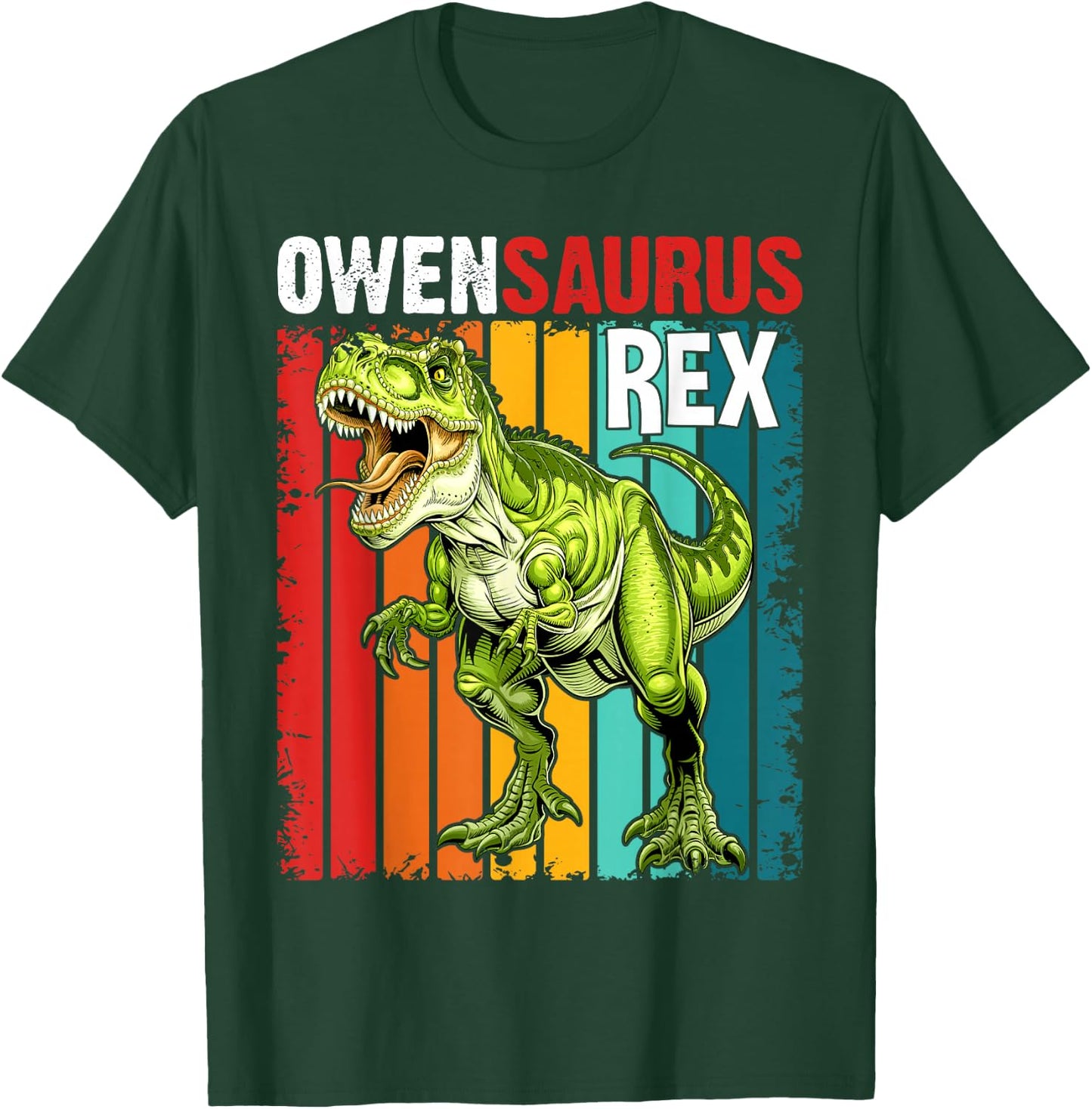 Owen Saurus Funny Personalized Dinosaur T Rex Name Boys T-Shirt - T-Shirt | Forest