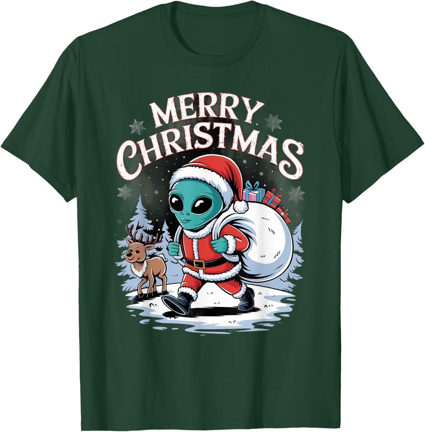 Xmas Alien Santa on Alien Christmas T-Shirt - T-Shirt | Forest