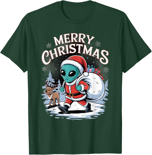 Xmas Alien Santa on Alien Christmas T-Shirt - T-Shirt | Forest