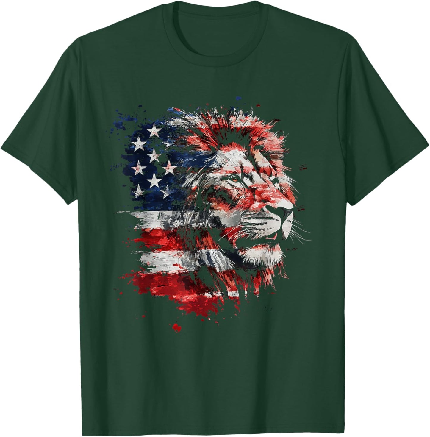 Patriotic Lion American Flag 4th Of July African Animal Lion T-Shirt - T-Shirt | Forest