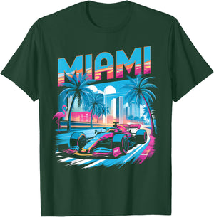 Miami Racing Gifts Men Women Race Car Racer Driver T-Shirt - T-Shirt | Forest