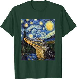 Alligator - Van Gogh Style - Starry Night T-Shirt - T-Shirt | Forest
