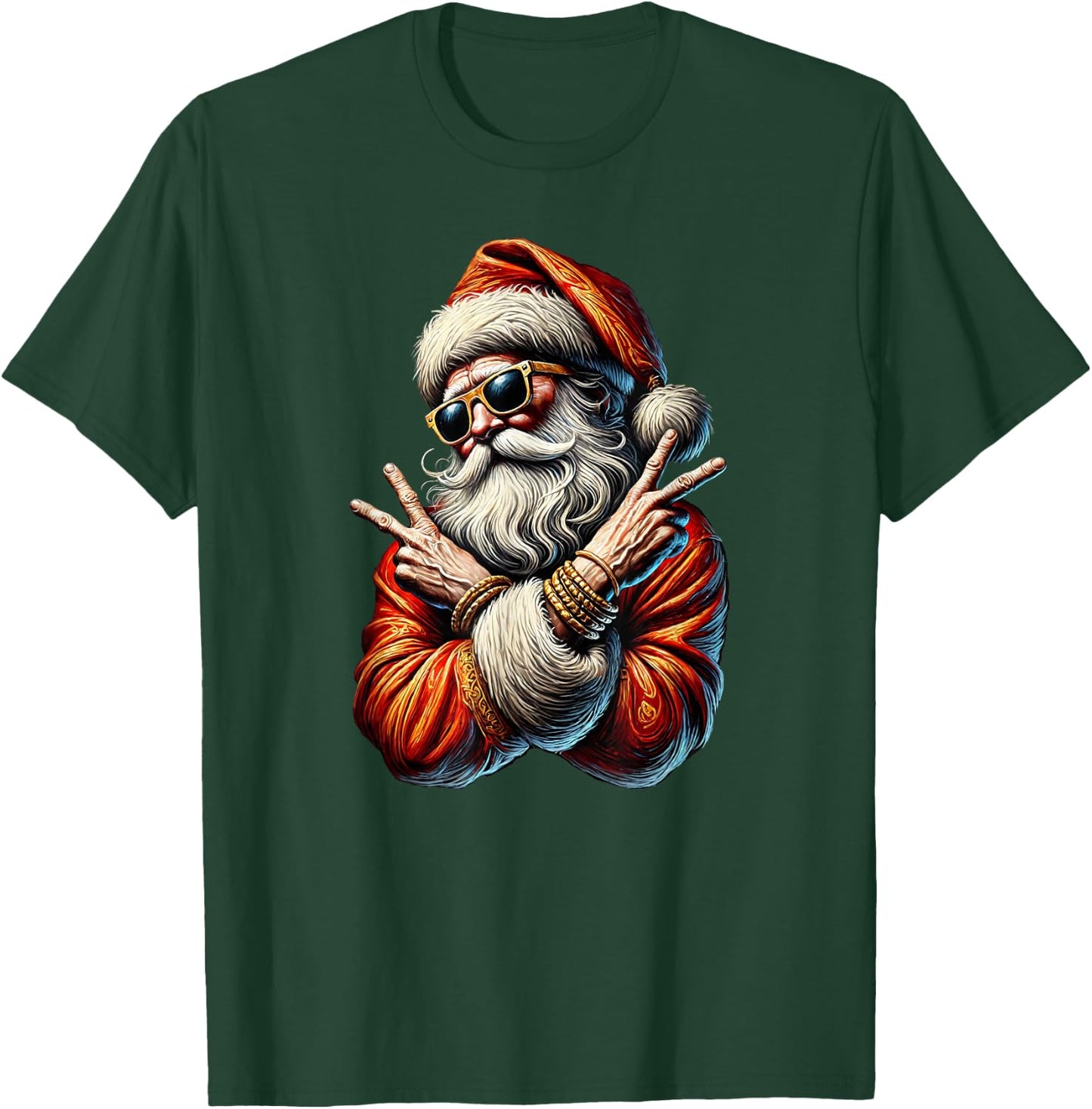 Santa Gangsta Bling Bling Christmas Cool Yule T-Shirt - T-Shirt | Forest