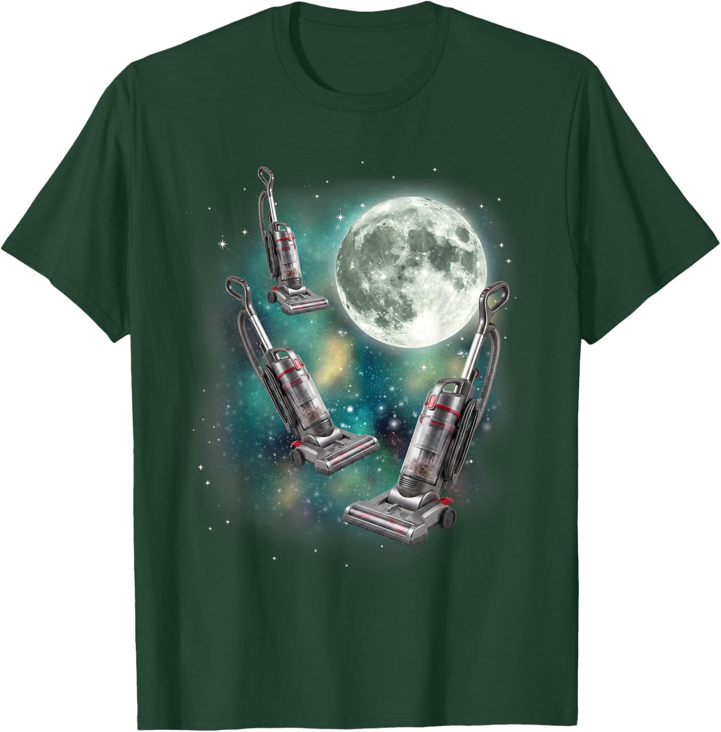 Three Vacuum Moon | Funny Silly Housecleaner Meme T-Shirt - T-Shirt | Forest