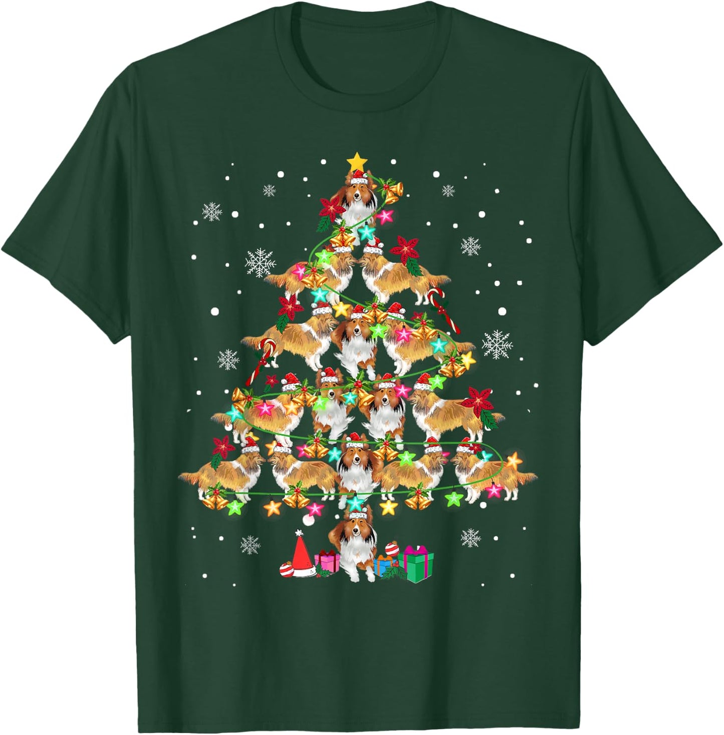 Shetland Sheepdog Christmas Tree Funny Sheltie Christmas T-Shirt - T-Shirt | Forest